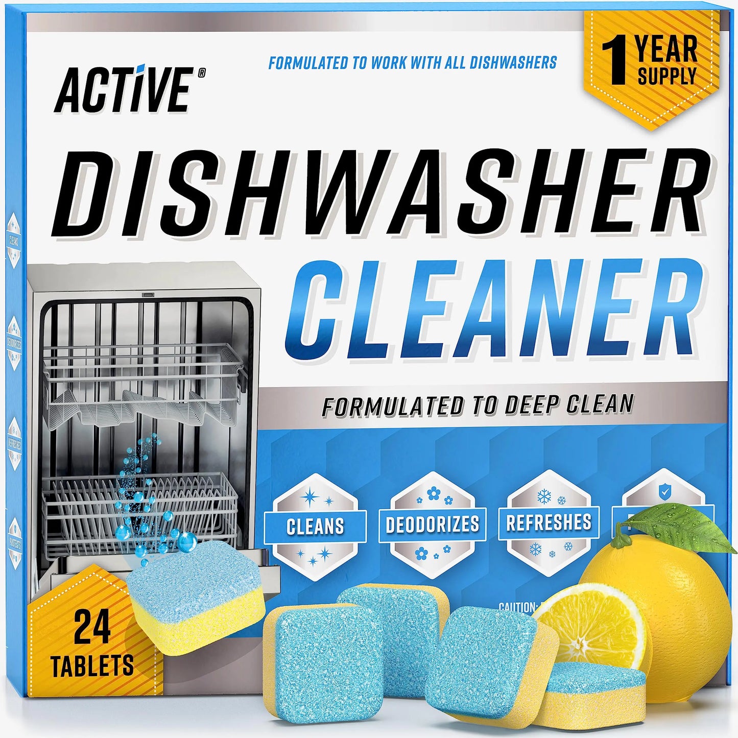 Dishwasher Cleaner And Deodorizer Tablets - 24 Pack