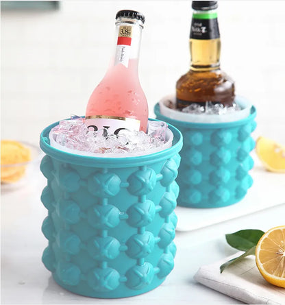 Silicone Ice Cube Molder Portable Bucket
