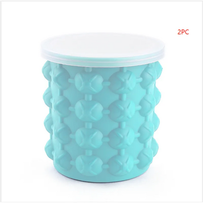 Silicone Ice Cube Molder Portable Bucket